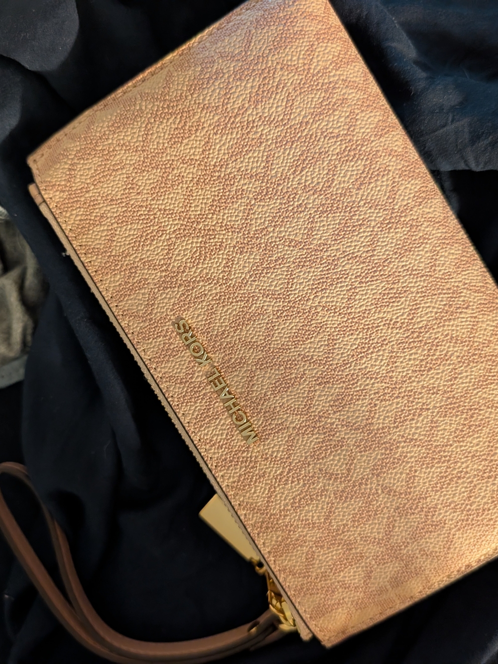Michael Kors Women's Pink-Gold Wallet Wristlet